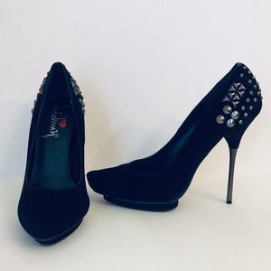 Luichiny Suede Studded Platform Heels